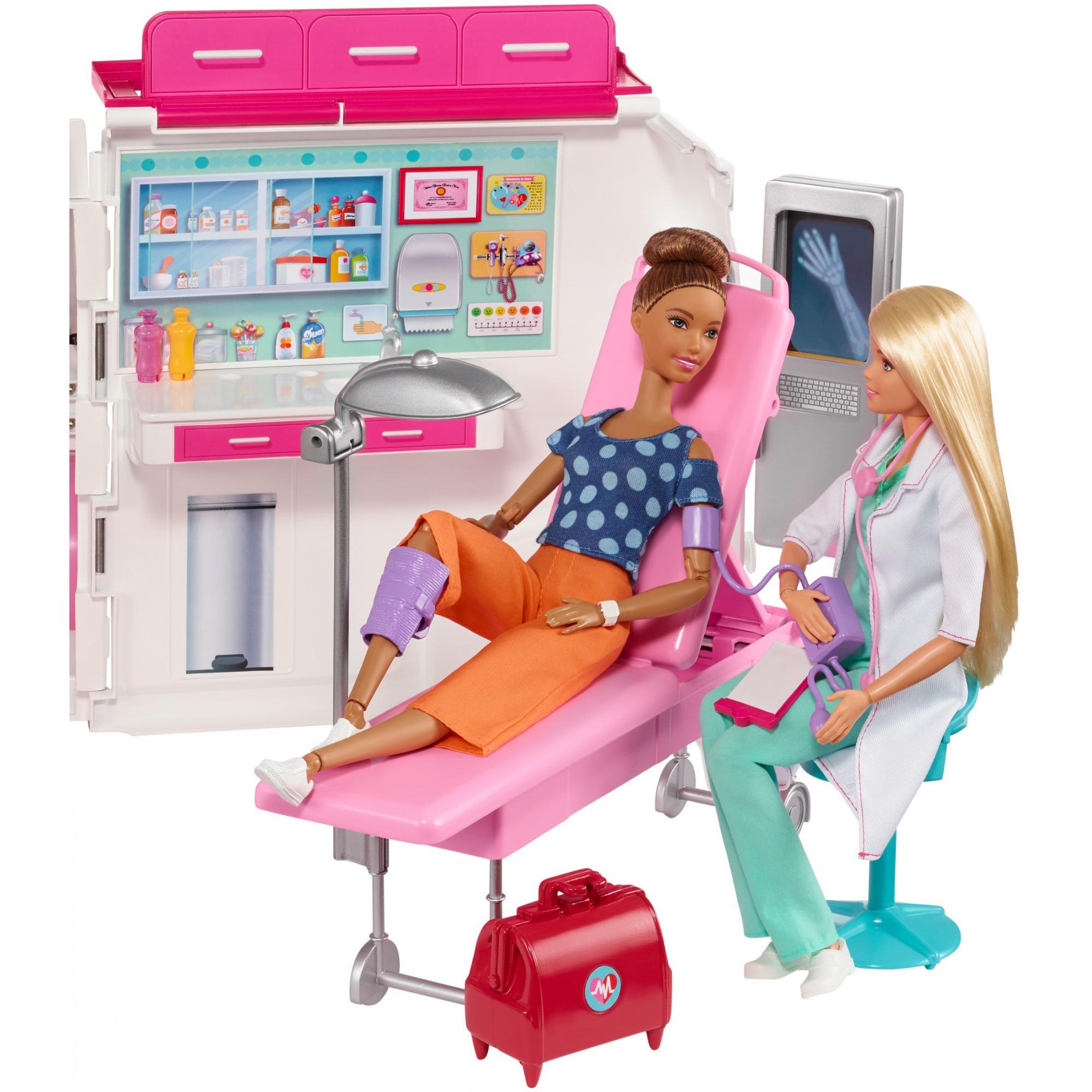 Barbie Care Clinic Ambulance Vehicle 2in1 Fun Playset