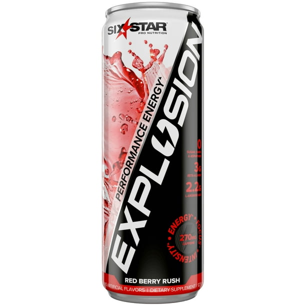 Six Star Pro Nutrition Explosion Pre Workout Energy Drink Keto Friendly With Beta Alanine Zero Sugar Caffeine Red Berry Rush Can 12 Fl Oz Walmart Com