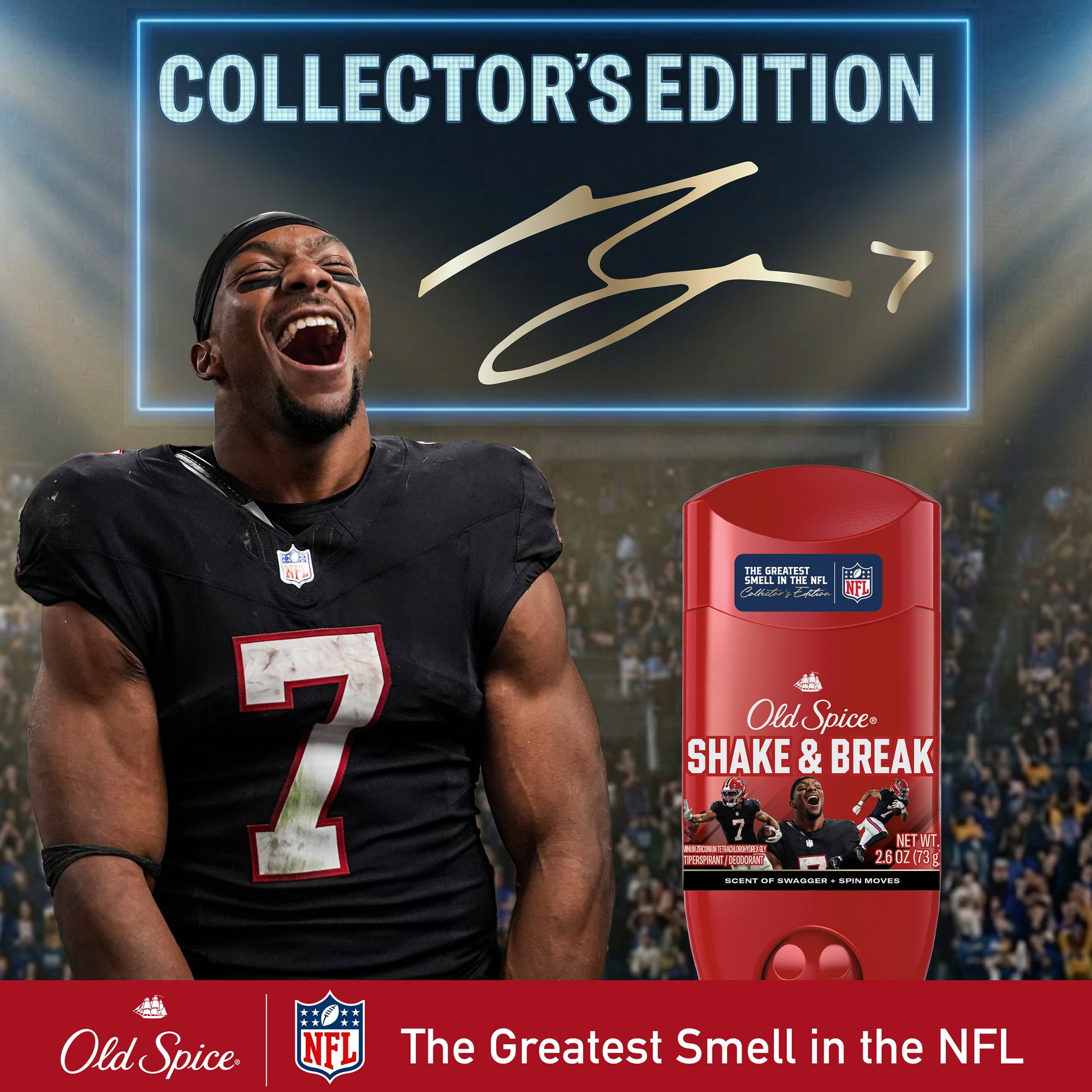 Old Spice Deodorant for Men, Antiperspirant, NFL Collection, Bijan Robinson, Scent of Swagger + Spin Moves, 2.6 oz