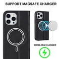thumbnail image 2 of Funda antirrobo con cierre magnético para iPhone 14 Pro, compatible con carga magnética, piel sintética y TPU, diseño tipo billetera, ranuras para tarjetas, 2 of 5