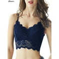thumbnail image 3 of Spencer Womens Sexy Lace Backless Bralette Bra Vest Crochet Tank Camisole Padded Bra Crop Top Lingerie "L,Blue", 3 of 7