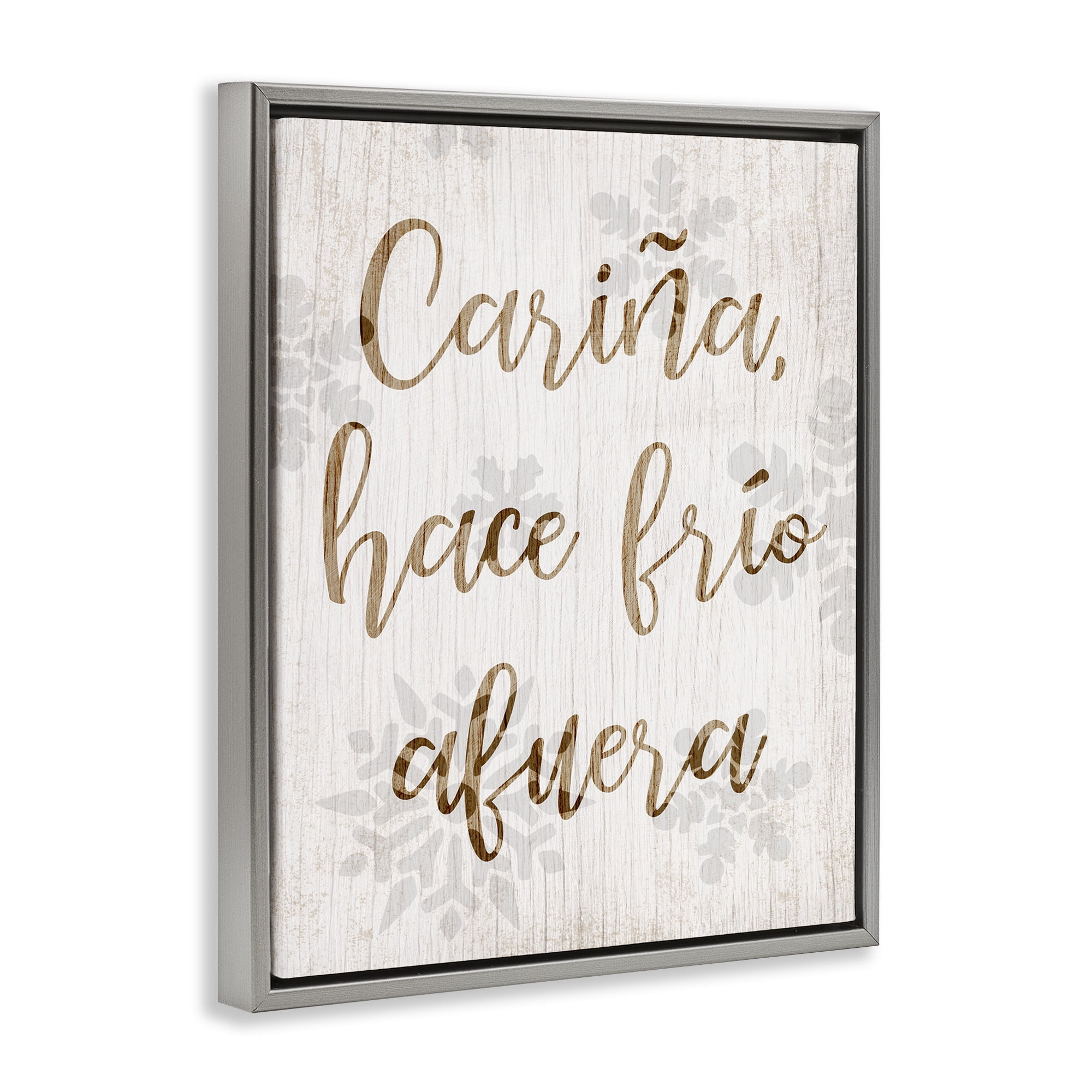 Stupell Industries Cariña Hace Frio Afuera Holiday Painting Gray Floater Framed Art Print Wall Art, 17 x 21