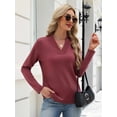 thumbnail image 6 of Zeagoo V Neck Blouse for Women Casual Dressy Basic Tops Soft Solid Long Sleeves Shirts Trendy Fall Tops, 6 of 8