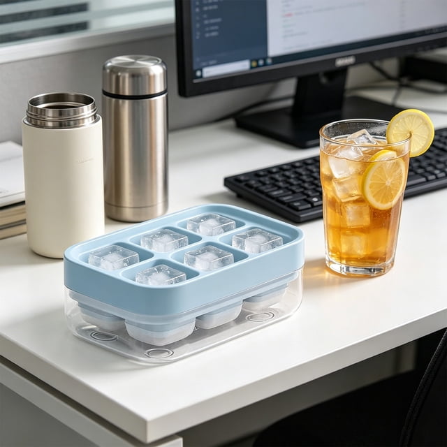 Compartments Tray Ice Making, Summer Ice Storage Box Tray for Home, Ice Tray, Blue
