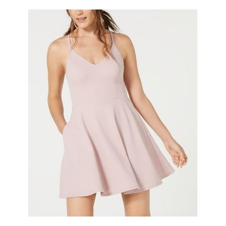SPEECHLESS Womens Pink Lace Back Spaghetti Strap V Neck Mini Fit + Flare Dress Size 1