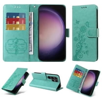 For Samsung Galaxy S20 Ultra Case Wallet, Stylish Flower Butterfly Embossed PU Leather Flip Cover Stand Shockproof Cards Slots Hand Wrist Phone Case for Samsung Galaxy S20 Ultra, Green