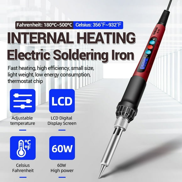 ANENG SL103 16pcs Mini Electric Soldering Iron with LCD Digital Display 180℃~500℃ Adjustable Temperature 60W Intelligent Soldering Iron Kit with Multimeter Test Pen Tin Extractor Tin Wire for
