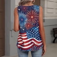 thumbnail image 6 of 250th Anniversary Tank Top for Women 1776-2026 - Patriotic Geometric USA Flag V-Neck Sleeveless Tee - Casual Loose Fit Graphic Top for Independence Day Party Dark Blue S, 6 of 6