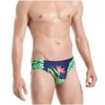 thumbnail image 2 of Pitauce Mens Quick Dry Swim Briefs Low Waist Bikini Swimsuit Color Block Drawstring Swim Shorts Beach Bathing Suit, 2 of 5