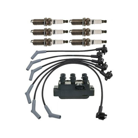 Ignition Coil Spark Plug and Wire Set 8 Piece - Compatible with 1997 - 2000 Ford Ranger 4.0L V6 1998 1999