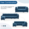 thumbnail image 6 of 138*57" Modern L shape Sectional Sofa, 6-seat Velvet Fabric Couch with Convertible Chaise Lounge,Freely Combinable Indoor Furniture for Living Room, Apartment, Office,3 Colors, 6 of 9