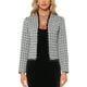 thumbnail image 1 of Blazer de tweed a cuadros INSPIRE CHIC para mujer, con mangas largas y diseño abierto, color negro, 1 of 6
