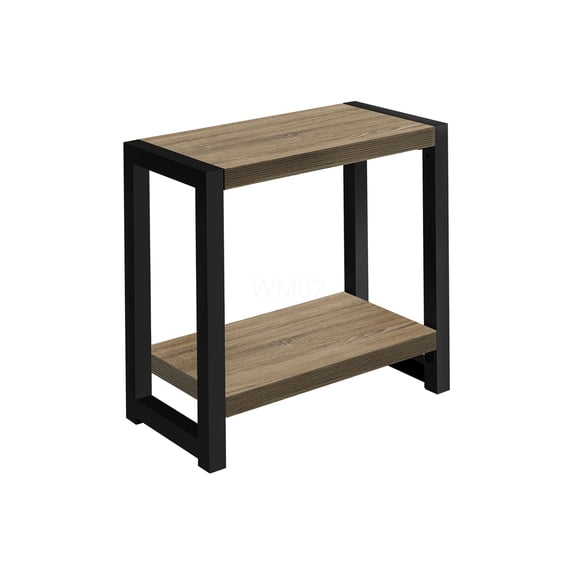 Modern Taupe 2-Tier End Table with Metal Legs, Narrow Accent Table for Living Room and Bedroom