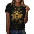 thumbnail image 2 of Sakmal Graphic Shirts for Women Bee Crew Neck Cute Short Sleeve Shirts T-Shirts Womens Blouses Dressy Casual, 2 of 5