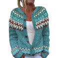 thumbnail image 1 of iHPH7 Fair Isle Sweater Women Travel Sweater Open Front Cardigan for Women Fall Cardigans for Women Fall Fashion Soft Cardigans for Women Button Up Cardigans for Women Sky Blue XXL, 1 of 4