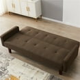 thumbnail image 2 of Couch and Sofa, Fabric Sofa Sleeper Bed with Armrest, Convertible Futon Couches and Sofas w/Wood Legs, Small Spaces Recliner Couch Living Room Furniture Loveseat Sofa, Brown, LLL2018, 2 of 10