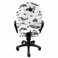 thumbnail image 3 of Nautical Office Chair Slipcover, Vintage Monochrome Style Pattern with Whales Exotic Fishes and Turtles, Protective Stretch Decorative Fabric Cover, Standard Size, Charcoal Grey White, by Ambesonne, 3 of 5