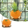 thumbnail image 2 of Maceta colgante de resina naranja para suculentas, para decorar el jardín de casa, 2 of 8