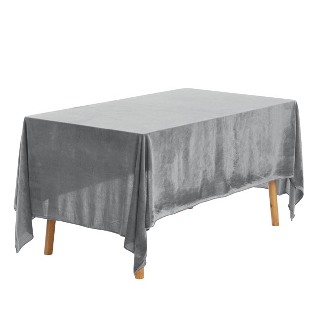 Unique Bargains 1 Pack Rectangle Tablecloth, Velvet Washable Table Cover for Wedding or Banquet Grey 180x260cm