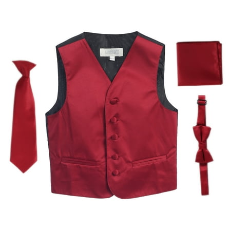 Boys Red Sweater Vest - Boy's 4pc Solid Formal Vest Set