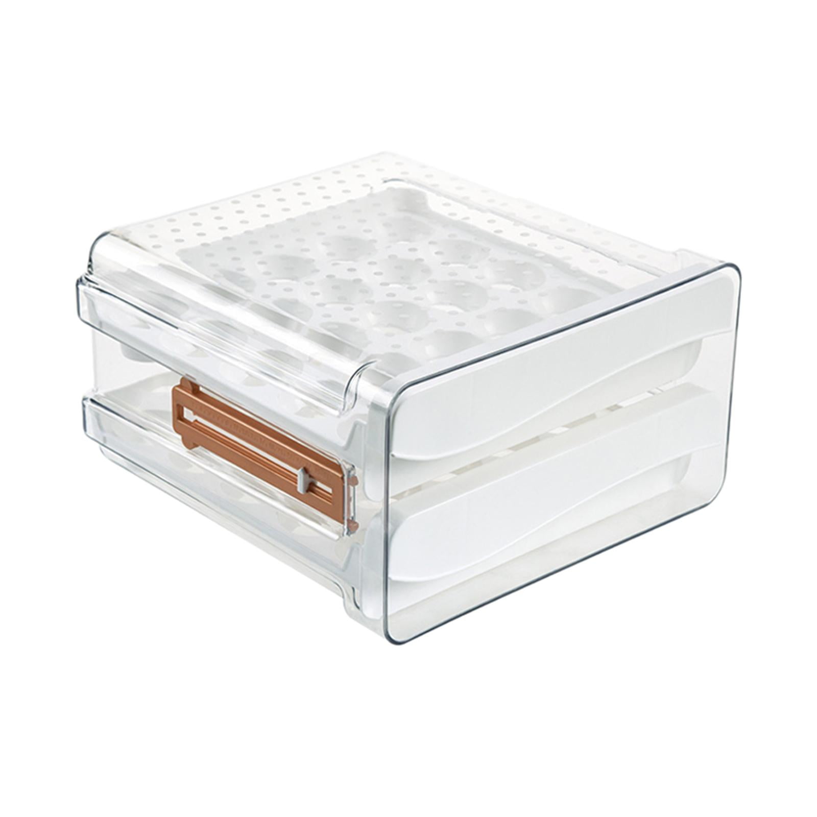 Fiocias Double Layer Egg Holder for Refrigerator Transparent Egg Container for Counterto hold 32 eggs