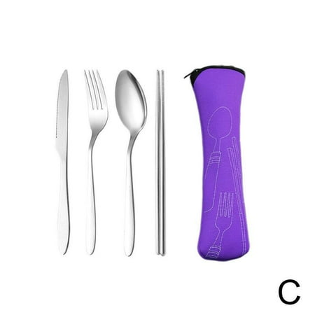 

Steel Tableware Dinnerware Fork Spoon Travel Camping W Cutlery Set NE B8M0