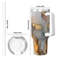 thumbnail image 4 of 40zo Ice Bar Cup With Handle Double Insulation Large Capacity Rust Prevention For Daily Travel And Other Scenes Gray-White Gold Marble, 4 of 8