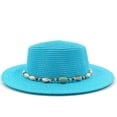 thumbnail image 4 of Sombrero de paja plano para verano, sombrero de Panamá, para playa, vacaciones, ocio, para el sol, 4 of 4
