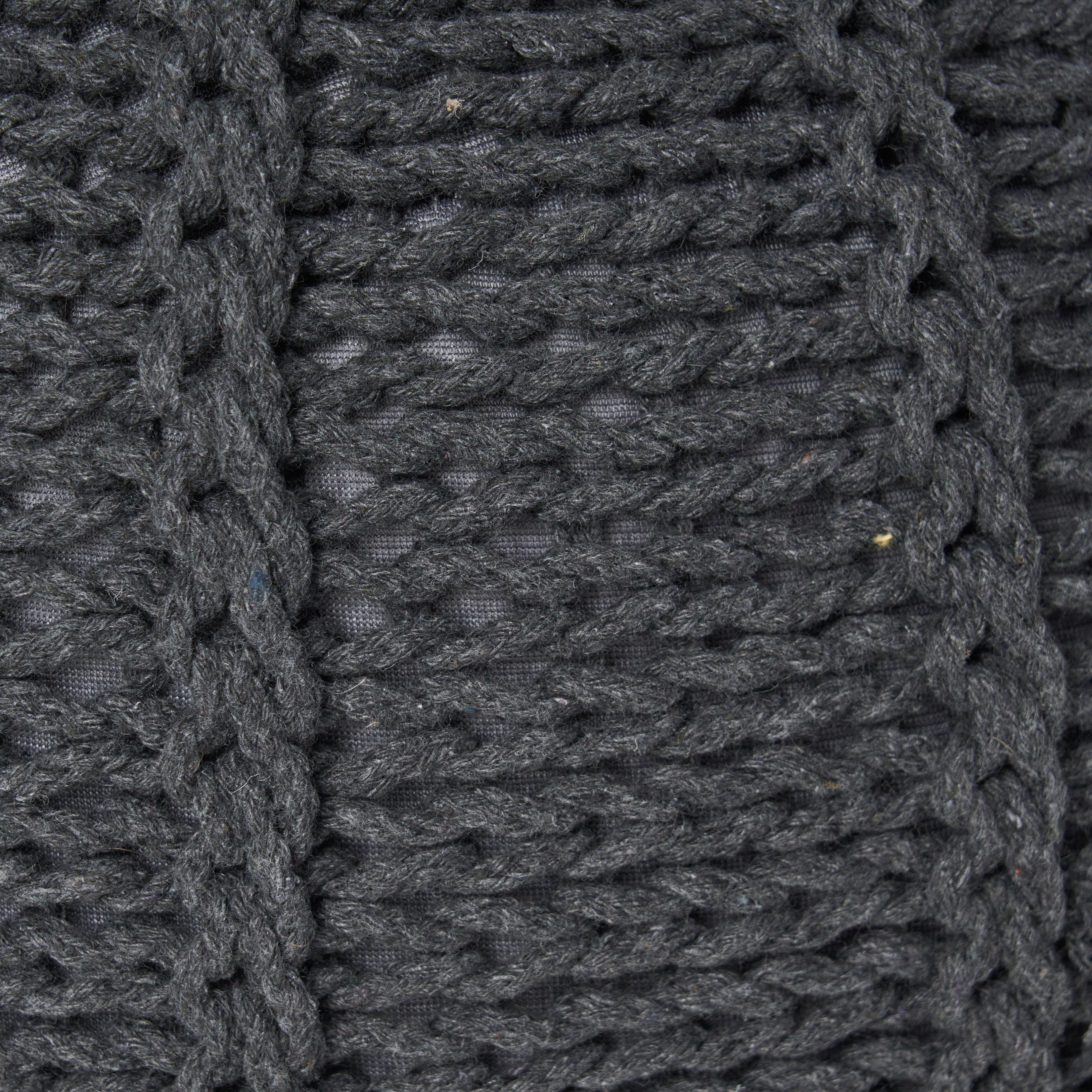 Noble House Cody Knitted Cotton Pouf, Dark Grey
