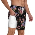 thumbnail image 3 of Goofa Bouquet Printed Men's Swim Trunks Board Shorts Quick Dry Mens Swimming Trunks with Compression Liner,Breathable Fit Hawaii Beach Shorts-XX-Large, 3 of 9
