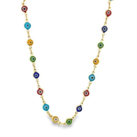 Multi-Color Colorful Evil Eye Chain Necklace (G181)