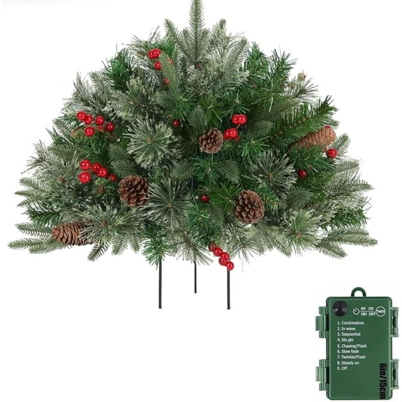 2026 New Prelit Planter Bushes Christmas Tree,Holiday Planter Filler Christmas Decorations Outdoor with Tripod Stake LED Lights.(1, White)