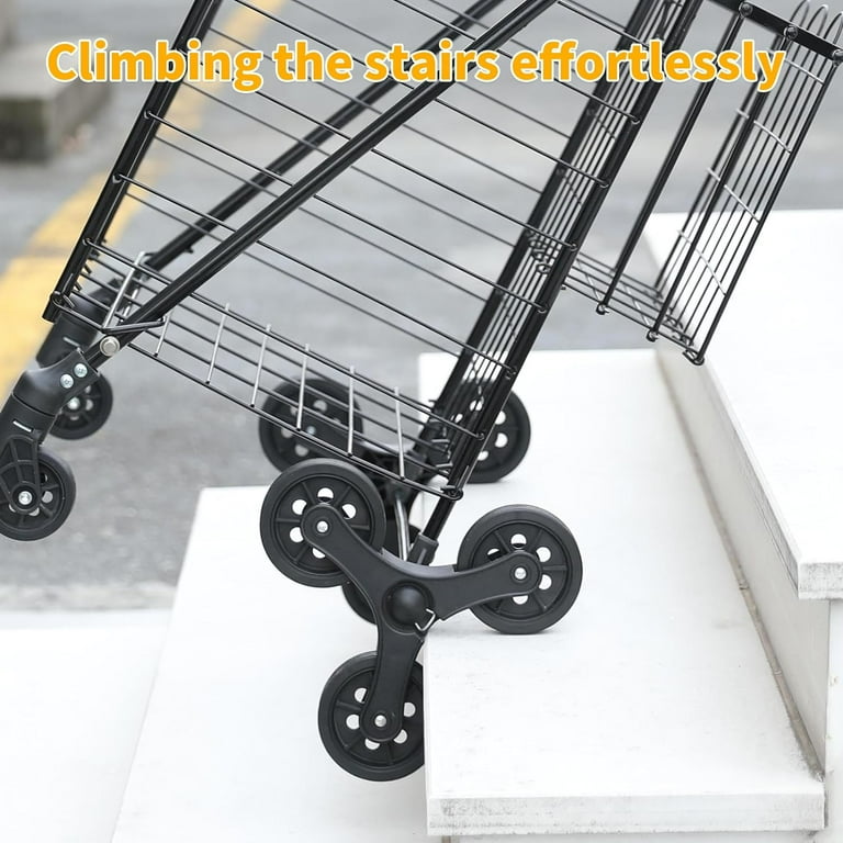 Kiffler Folding Shopping Cart Stair Climbing Swivel Wheels Adjustable Handle 85L 66lbs Max Walmart