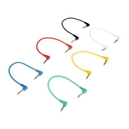 Set of 6pcs Colorful Guitar Patch Cables Angled for Guitar Effect (Best Pedal Patch Cables)