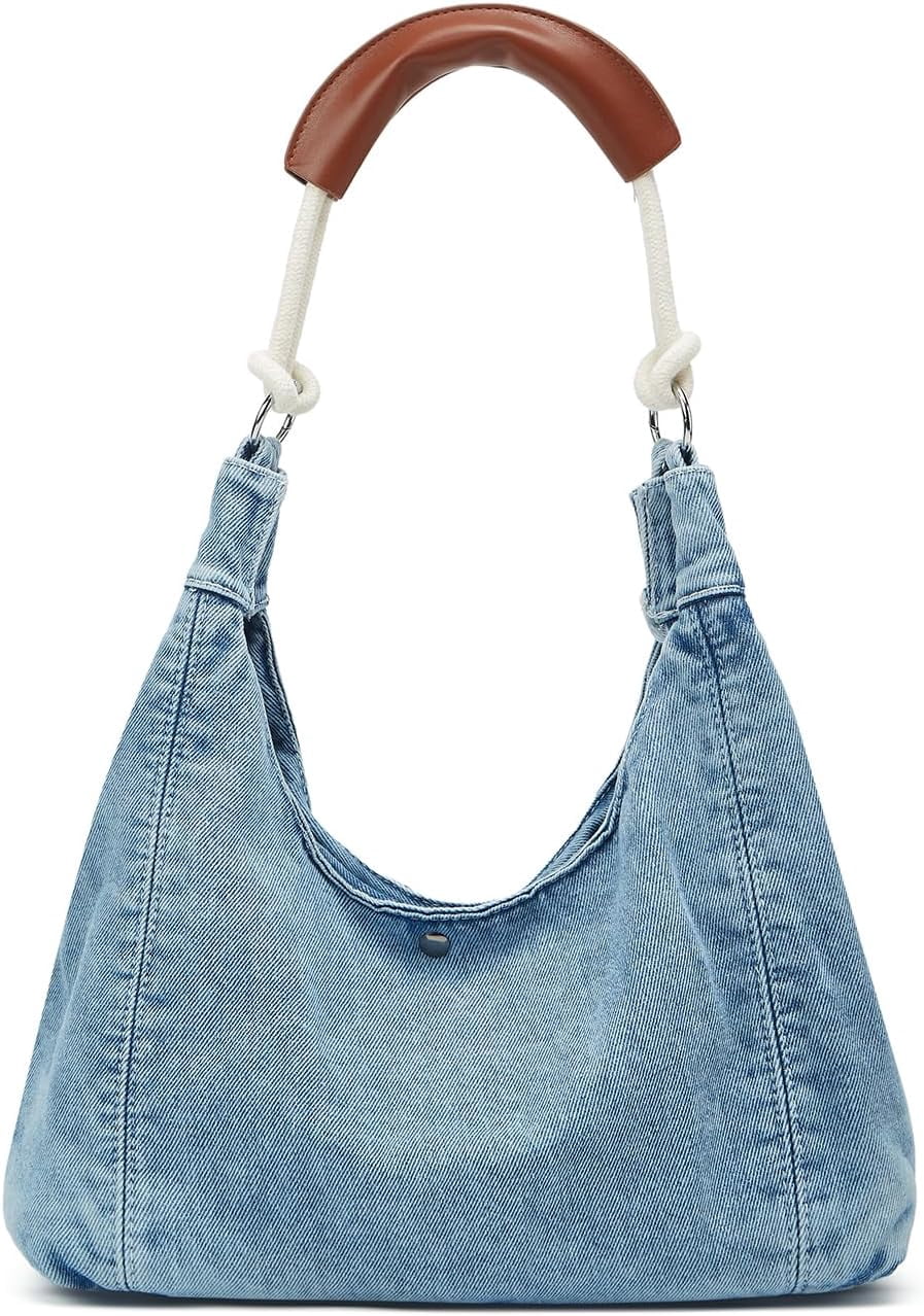 Denim Tote Bag Large Capacity Jean Purses for Women Handbags Soft Shoulder Ladies Purses