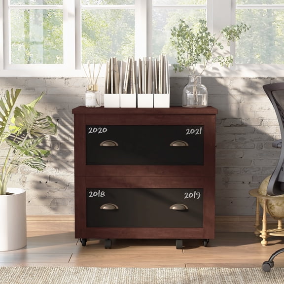 Rele 2-Drawer Wood File Cabinet with Casters, Vintage Walnut