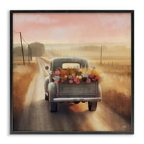 Stupell Industries Farmer's Road Harvest Truck Transportation Painting Black Framed Art Print Wall Art, 12 x 12