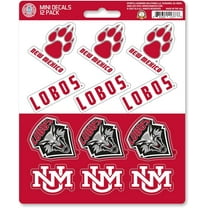 University of New Mexico Lobos 12-Piece Mini Decal Sticker Set, 5x6 Inch Sheet, Gift for football fans for any hard surfaces around home, automotive, personal items