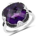 thumbnail image 1 of 6.12 Carat Genuine Amethyst, Black Diamond & White Diamond .925 Sterling Silver Ring QJ Model, 1 of 3