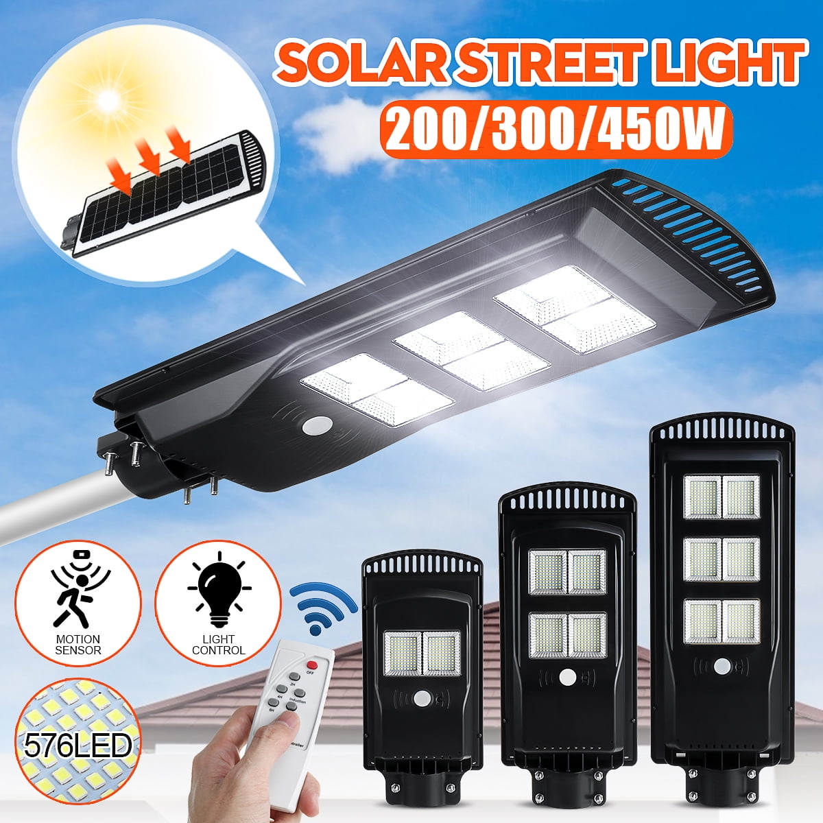 200/300/450W LED Solar Street Light & Solar Parking Lot Light with