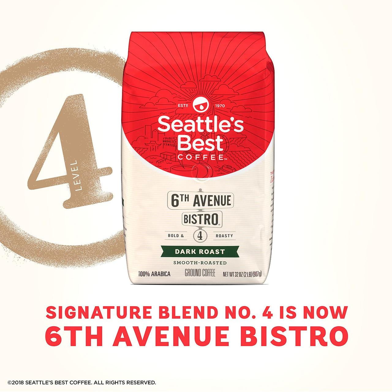 Seattle's Best Level 4 Ground Coffee, 32 Ounce (Pack Of 2)