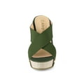 thumbnail image 6 of BLISSFUL STEP Women's Shoes Wedge Open Toe Crisscross Straps Linen Platform Sandals Dark Green 10, 6 of 7