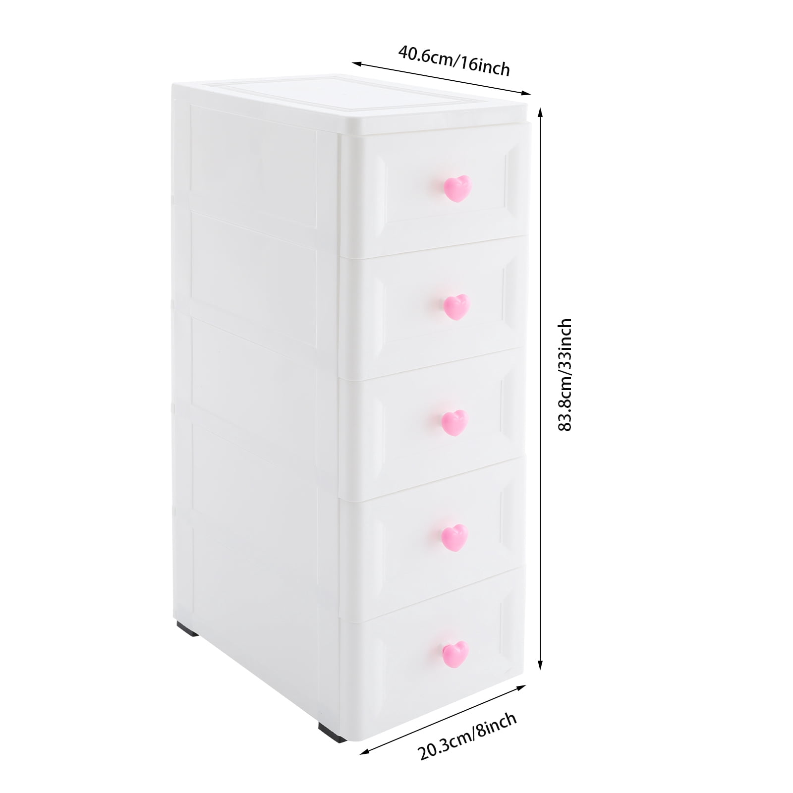 Wildnix 5-Tier Bathroom Organizer with Drawers, Modern White Storage Unit, Compact and Slim Design, Ideal for Narrow Spaces and Home Organization