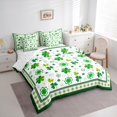 thumbnail image 3 of jejeloiu Lucky Clover Leaves 7 Pieces Bedding Comforter Set,Happy St.Patrick Day Full Bedding Set,Green White Fitted Sheet Flat Sheet For Men Women,Luxury Bedroom Decor Reversible, 3 of 8