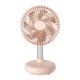 thumbnail image 3 of Mini Ventilador Oscilante Ventilador de Mesa Portátil Recargable por USB Que Funciona con Baterías y Ventilador de Escritorio de 4 Niveles de Velocidad para Exteriores Rosa, 3 of 10