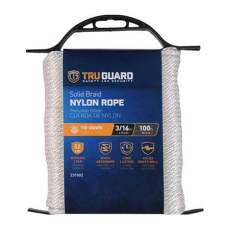 

MIBRO Group 231502 0.18 in. x 100 ft. Tru-Guard White Solid Braided Nylon Rope