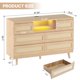 thumbnail image 4 of Yeshouse Cómoda moderna de ratán con 6 cajones, cómoda de madera con tomas de corriente y LED, mueble para TV de dormitorio, sala de estar o recibidor, 4 of 8