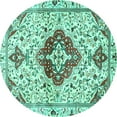 thumbnail image 1 of Ahgly Company Machine Washable Indoor Round Persian Turquoise Blue Traditional Area Rugs, 5' Round, 1 of 4