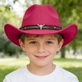 thumbnail image 2 of Boys Girls Bucket Hat 3-18 Years Childrens Hat With Upturned Brim Cowboy Hat Head Accessory Solid Color Top Hat Wide Brimmed Hat Summer Cap, 2 of 7