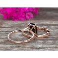 thumbnail image 2 of 2 Carat 7x5mm Emerald Cut Art Deco Black Diamond Moissanite 10k Rose Gold Wedding Set Engagement Ring Anniversary Ring Surprise, 2 of 5